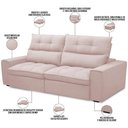 Ver imagem 5 de Sofá Retrátil Reclinável para Sala de Estar Living 210cm Dimas F04 Veludo Rosê