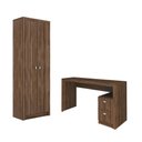 Ver imagem 1 de Escritório com Mesa para Computador 2 Gavetas com Armário 2 Portas Nogal - Fdecor