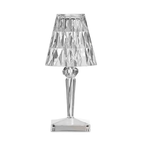 Luminária de Mesa Abajur Diamante Acrílico Touch Recarregável Usb 26cm