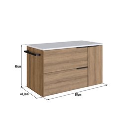Gabinete de Banheiro Suspenso 80cm com 1toalheiro 2portas e 1gaveta Bh8020 Mel/branco - 3