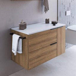 Gabinete de Banheiro Suspenso 80cm com 1toalheiro 2portas e 1gaveta Bh8020 Mel/branco - 1