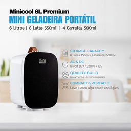 Mini Geladeira 6 Litros Premium Preta - Lançamento 2025 - 6