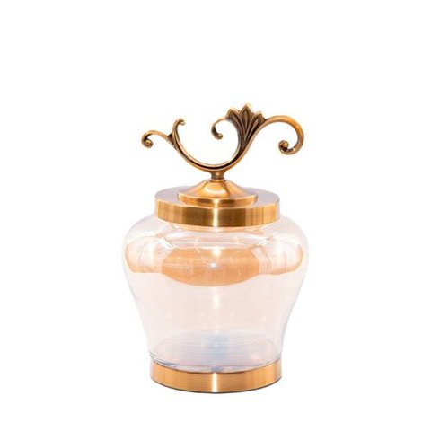 Potiche Bomboniere Vaso Decorativa em Cristal Porta Doces Porta Utensilio - 48x42cm