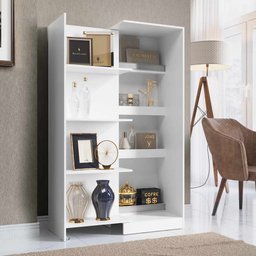 Estante com Gabinete Oculto 47,6cm Linha Lock Lk136 Art In Móveis - Branco - 2