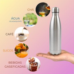 Garrafa de Água Térmica Inox Parede Dupla 500ml Portátil - 7