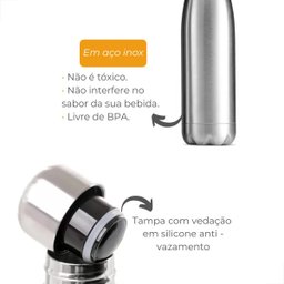 Garrafa de Água Térmica Inox Parede Dupla 500ml Portátil - 5