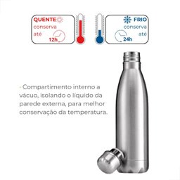 Garrafa de Água Térmica Inox Parede Dupla 500ml Portátil - 3