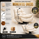 Ver imagem 2 de Poltrona do Papai Reclinável Elétrica Boston Massagem Aquecimento Giratória Entrada USB PU Bege