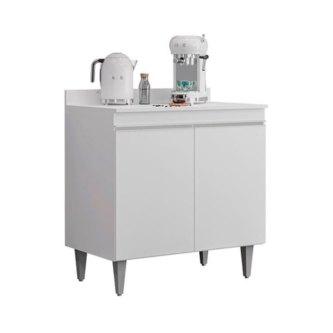 Balcão Cozinha Branco 80cm 2 Portas - Belliv Decor