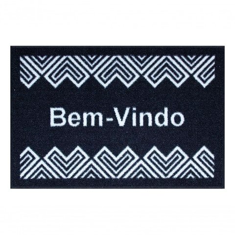 Tapete de Poa de Entrada Coração 60x40cm - Uzoo Tapete Entrada 60x40cm Coracao Preto-branco S19