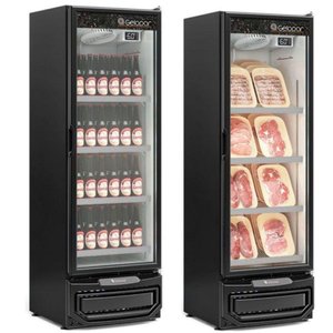Expositor Vertical 1 Porta de Vidro Gcbc45 Gelopar Refrigerador 445 Litros Preto 220v