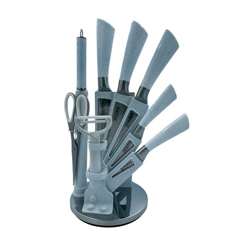 Jogo de Facas Cozinha Branco com Cepos - 9 Peças