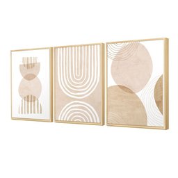 Kit 3 Quadros Abstrato Boho Minimalista - 1