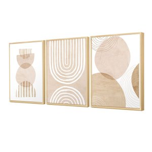 Kit 3 Quadros Abstrato Boho Minimalista