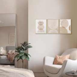 Kit 3 Quadros Abstrato Boho Minimalista - 2