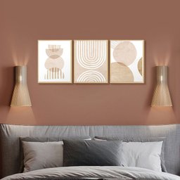 Kit 3 Quadros Abstrato Boho Minimalista - 3