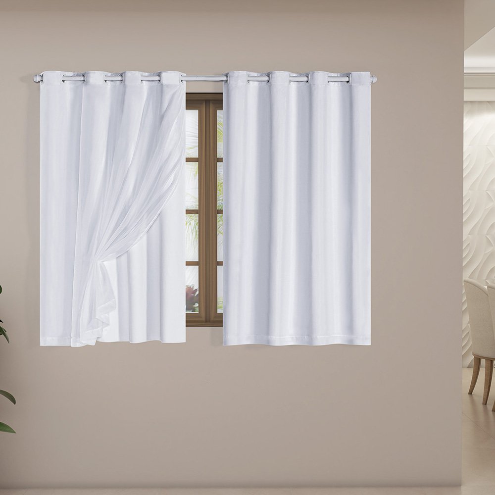 Cortina Blackout PVC com Tecido Voil 2,80 m x 1,60 m - Branca - 2