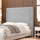 Ver imagem 2 de Cabeceira Cama Box Queen Size Alba 160cm com Frame Veludo Cinza Claro - Desk Design
