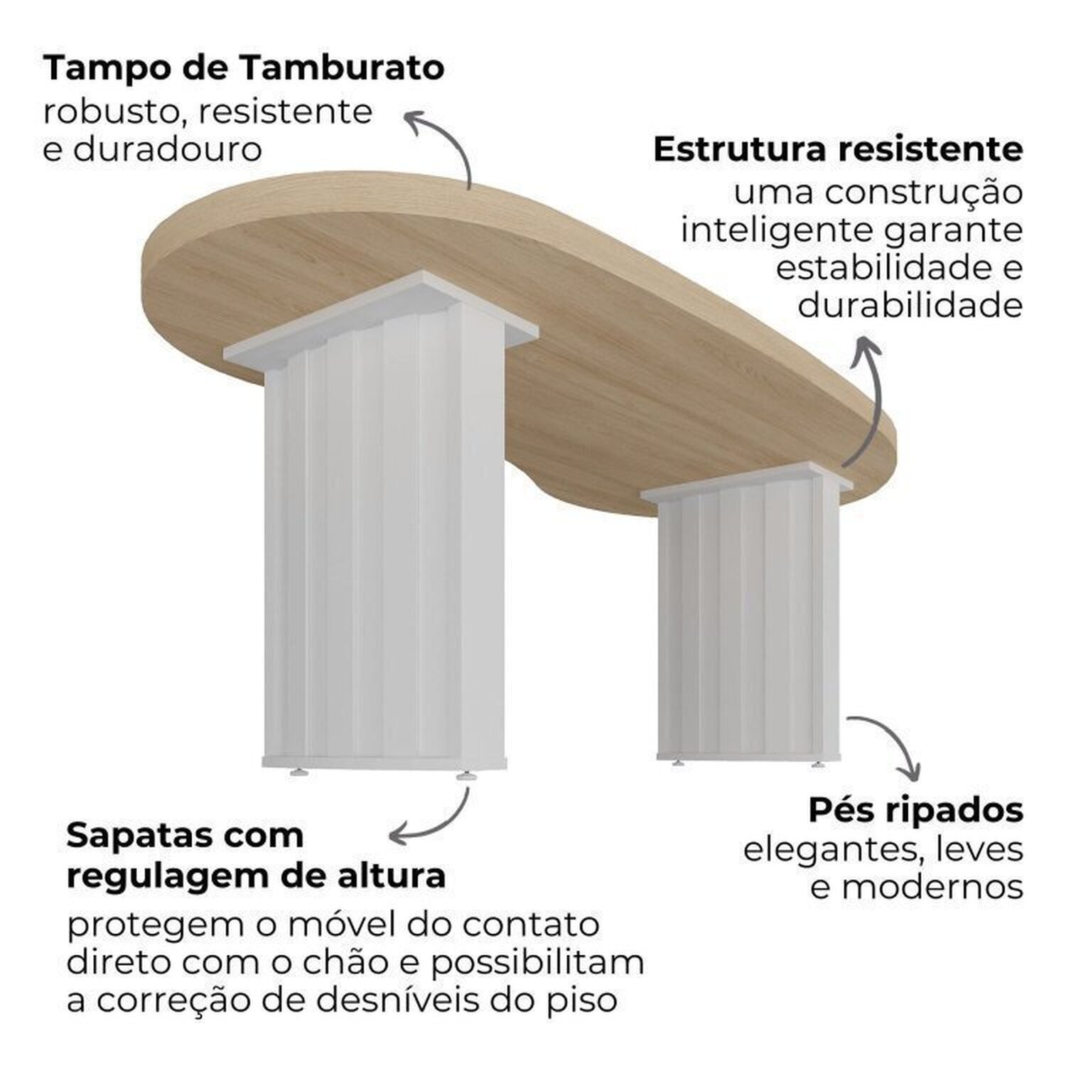 Mesa para Escritório Diretor Organic com 2 Gavetas - 12