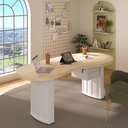 Ver imagem 1 de Escrivaninha Mesa Escritório Diretor Organic com 2 Gavetas 200cm Carvalho e Branco Artany