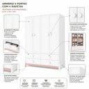 Ver imagem 6 de Armário para Quarto Infantil 4 Portas e 4 Gavetas Luna Branco/Neve/Renda