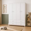 Ver imagem 1 de Armário para Quarto Infantil 4 Portas e 4 Gavetas Luna Branco/Neve/Renda