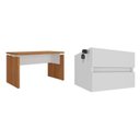 Ver imagem 3 de Escrivaninha Mesa Escritório Diretor com em Tamburato 1450 2 Gavetas 100% MDF 145,3cm Freijó e Branco Artany