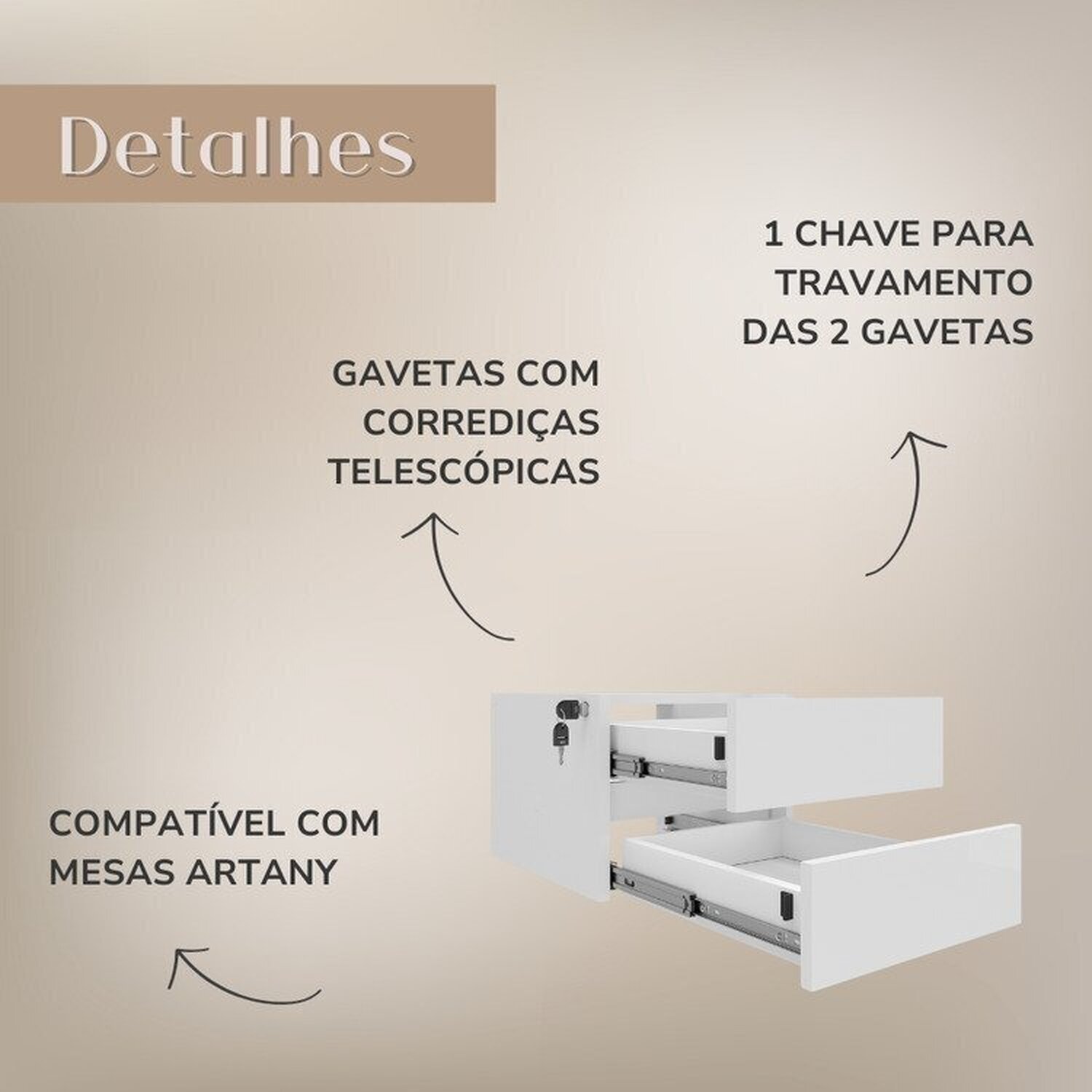 Mesa para Escritório Diretor com 2 Gavetas em Tamburato 1450 - 14