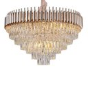 Ver imagem 1 de Lustre Pendente Clássico Tunísia Gold em Metal e Cristal para Sala de Jantar e Ambientes Modernos -