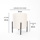 Ver imagem 3 de Puff Siena Decorativo Tecido Linho Banqueta Redondo Pés de Metal