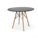 Ver imagem 2 de Conjunto de Mesa de Jantar Eames Eiffel Redonda 120cm Tampo de Madeira Preto com 6 Cadeiras Brancas