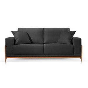 Sofá Paris Couro Preto 2 Lugares 2,30m Confortável Sala