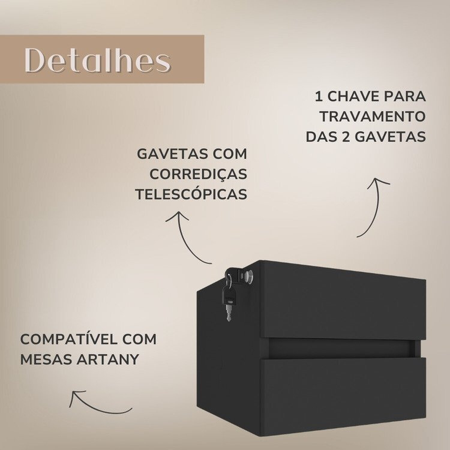 Mesa para Escritório Diretor com 2 Gavetas em Tamburato 1450 - 17