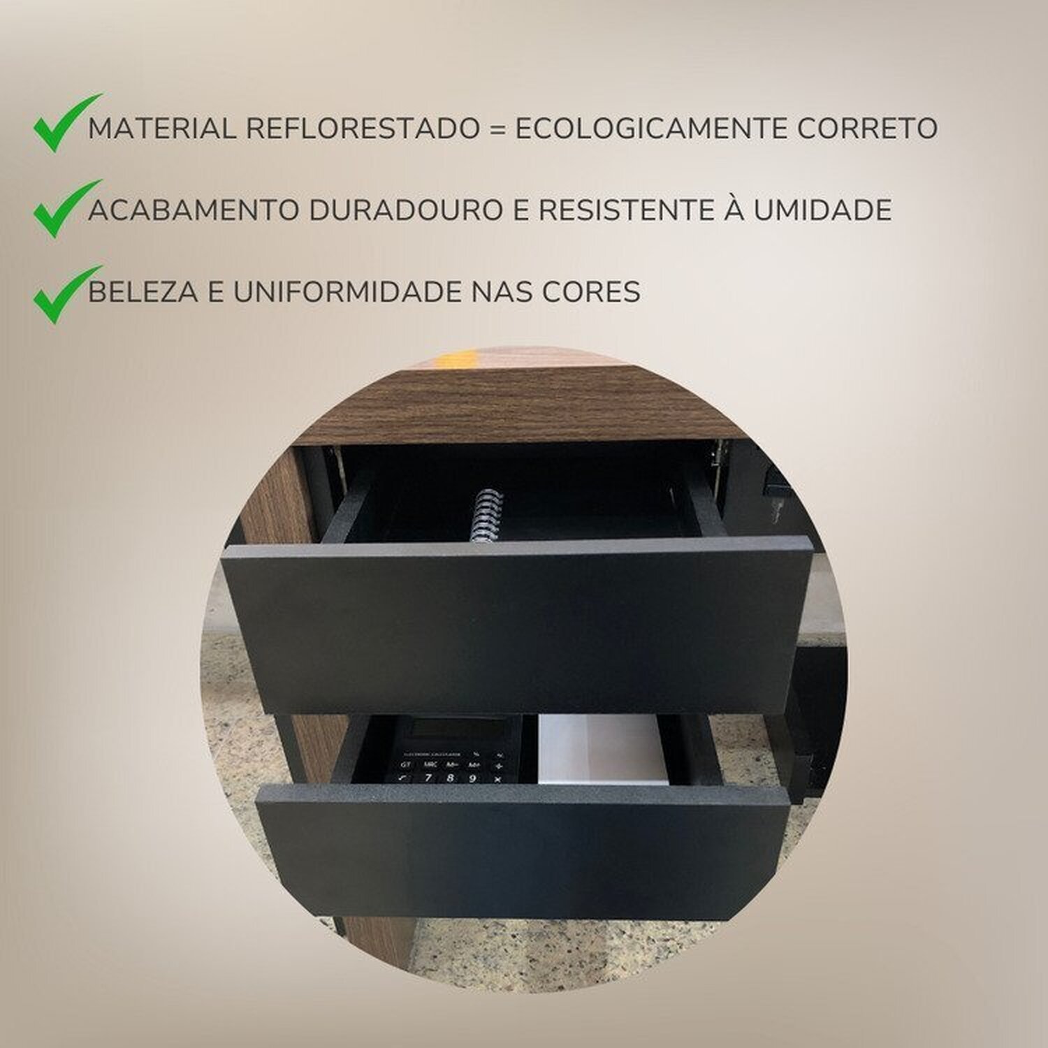 Mesa para Escritório Diretor com 2 Gavetas em Tamburato 1450 - 15