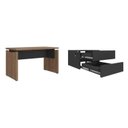 Ver imagem 3 de Escrivaninha Mesa Escritório Diretor com em Tamburato 1450 2 Gavetas 100% MDF 145,3cm Nogal e Preto Artany