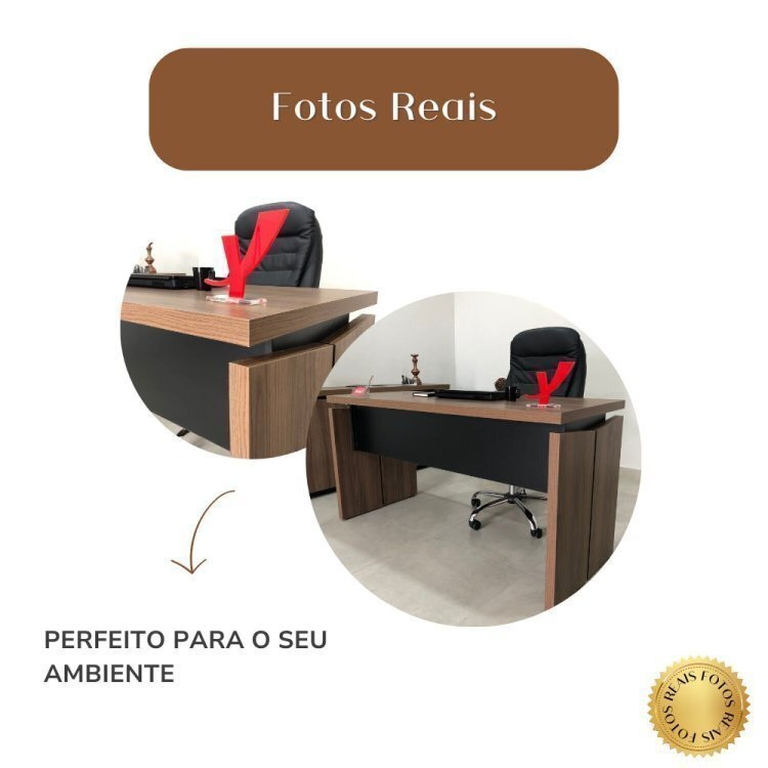 Mesa para Escritório Diretor com 2 Gavetas em Tamburato 1450 - 14