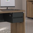 Ver imagem 2 de Escrivaninha Mesa Escritório Diretor com em Tamburato 1450 2 Gavetas 100% MDF 145,3cm Nogal e Preto Artany