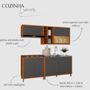 Ver imagem 3 de Armário Cozinha Completo Lumiar Mdf P/ Área ou Varanda Gourmet Modulada Monte como Quiser Vidro Refl