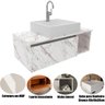 Gabinete de Banheiro 80 Cm com Cuba 1 Porta e Nicho Mármore Branco - 2