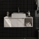 Ver mais imagens de Gabinete de Banheiro 80 Cm com Cuba 1 Porta e Nicho Mármore Branco