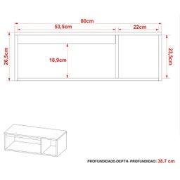 Gabinete de Banheiro 80 Cm com Cuba 1 Porta e Nicho Mármore Branco - 7