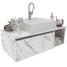 Gabinete de Banheiro 80 Cm com Cuba 1 Porta e Nicho Mármore Branco - 6