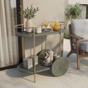 Ver imagem 1 de Carrinho Bar Multiuso Orla para Bebidas, Café, Bar, com Design Orgânico em Metal Dourado