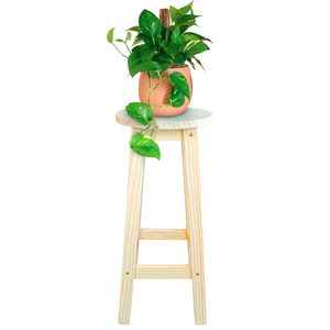 Banco Banqueta Alta Madeira Maciça 70cm Resistente Pinus Banquinho Cadeira Reforçada Vaso
