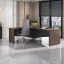 Ver imagem 1 de Escrivaninha Mesa Escritório em L Diretor em Tamburato com 2 Gavetas com Chave