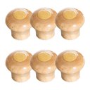 Ver imagem 1 de Kit 6 Puxador Tampa Vidro e Ferro Pomel Madeira e Parafuso