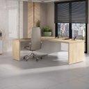 Ver imagem 1 de Escrivaninha Mesa Escritório em L Diretor em Tamburato com 2 Gavetas com Chave