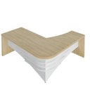 Ver imagem 4 de Escrivaninha Mesa Escritório em L Diretor em Tamburato com 2 Gavetas com Chave