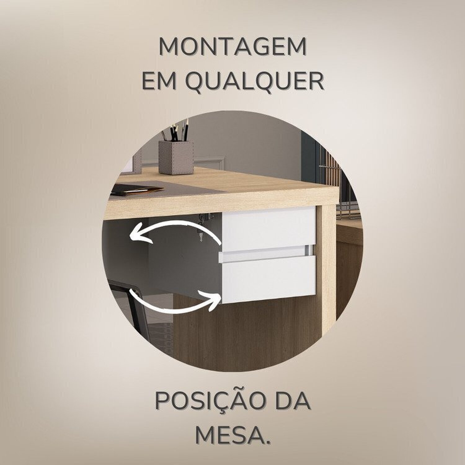 Mesa para Escritório em L Diretor em Tamburato com 2 Gavetas com Chave - 18