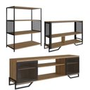 Ver imagem 2 de Sala de Estar Completa com 3 Itens Rack Tv 60 Polegadas com Porta Industrial, Estante e Aparador Tel
